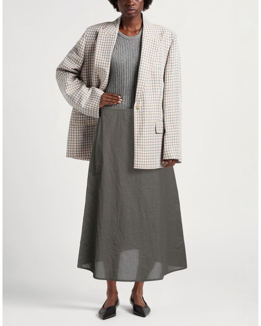 Sofie D'Hoore Gray Dark Midi Skirt Cotton