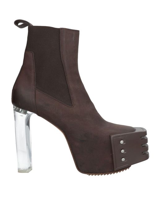 Rick Owens Brown Ankle Boots Leather