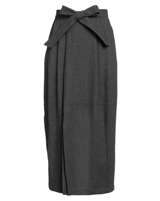 Alysi Gray Chocolat Charcoal Maxi Skirt Virgin Wool