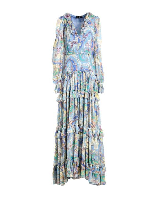 Etro Blue Maxi Dress Silk