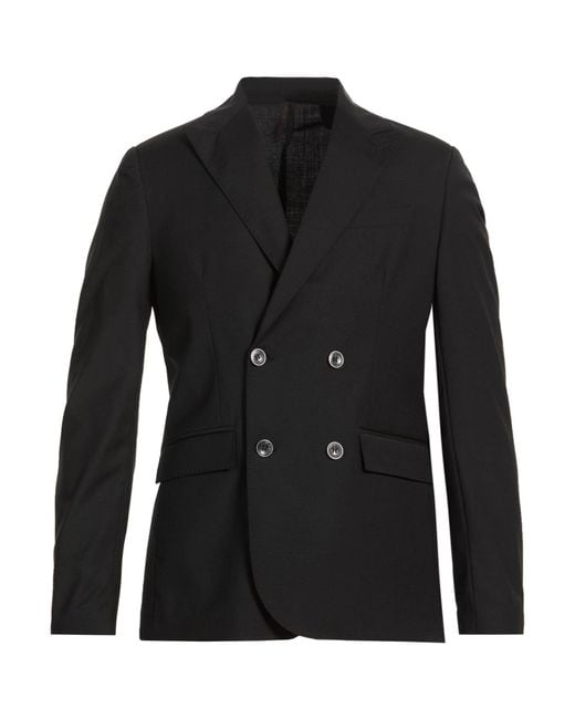 Exte Black Blazer Polyester, Wool, Elastane for men