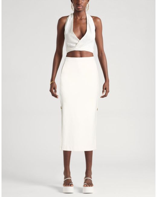 Pinko White Ivory Midi Skirt Viscose, Polyamide, Elastane