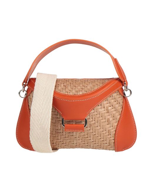 Rodo Orange Handbag Soft Leather, Straw
