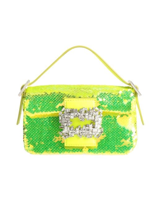 Gedebe Green Lime Handbag Textile Fibers