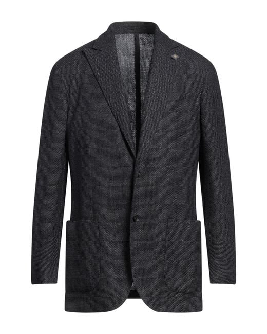 Lardini Black Midnight Blazer Silk, Linen, Wool for men