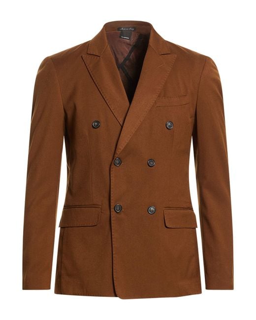 TELAMIRA Brown Blazer Polyester, Viscose, Elastane for men