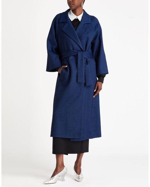 Liviana Conti Blue Coat Polyester, Cashmere, Polyamide