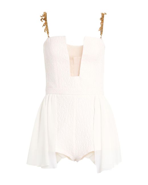 Elisabetta Franchi White Ivory Playsuit Tencel, Polyester, Acrylic, Viscose, Wool