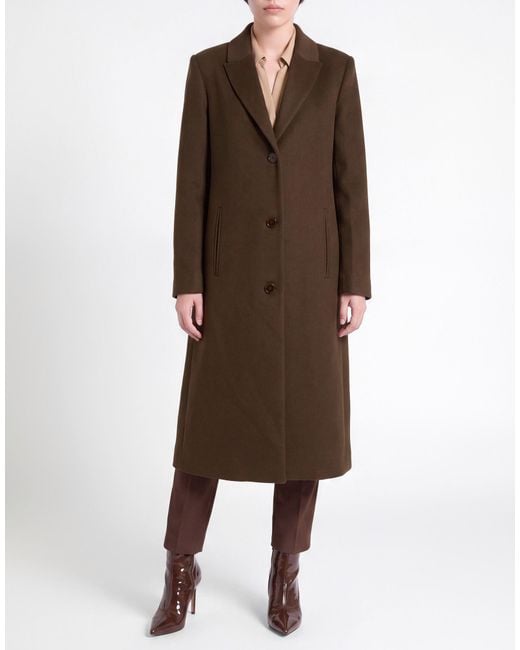 Patrizia Pepe Brown Chocolate Coat Wool, Elastane