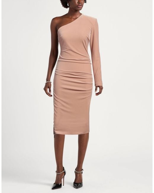 Elisabetta Franchi Pink Midi Dress Polyester, Elastane