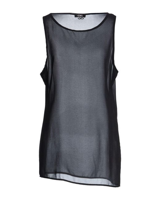 CoSTUME NATIONAL Black Top Polyester, Elastane