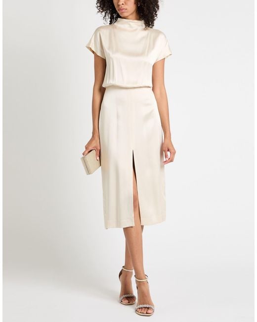 Liviana Conti White Ivory Midi Dress Acetate, Viscose