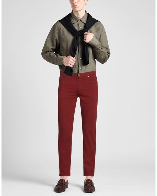 Zegna Red Pants Cotton, Elastane for men