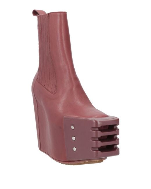 Rick Owens Purple Ankle Boots Leather