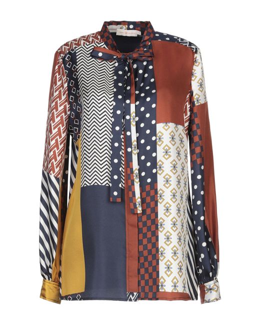 Tory Burch Red Rust Shirt Silk