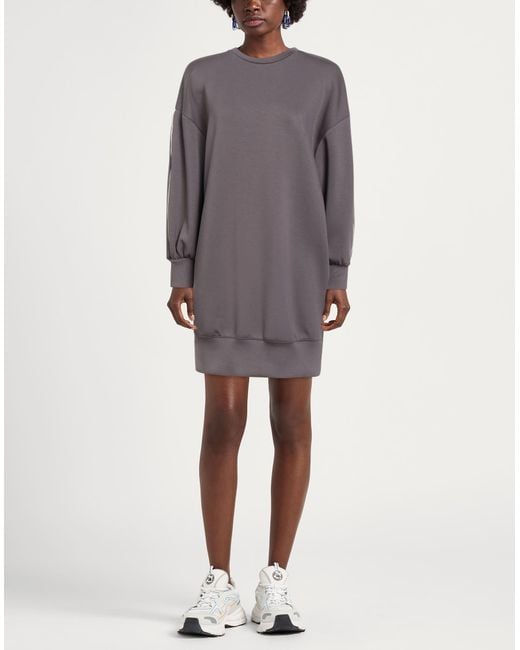 Haveone Gray Mini Dress Polyester, Viscose, Elastane
