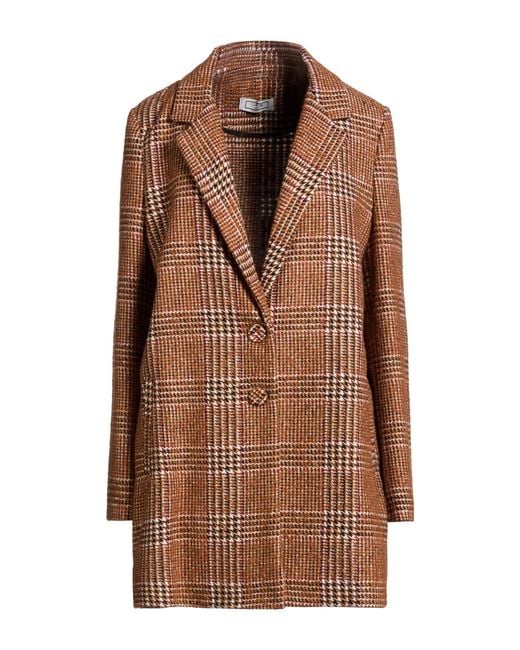 GRETHA Milano Women's Brown Coat Polyester Acrylic