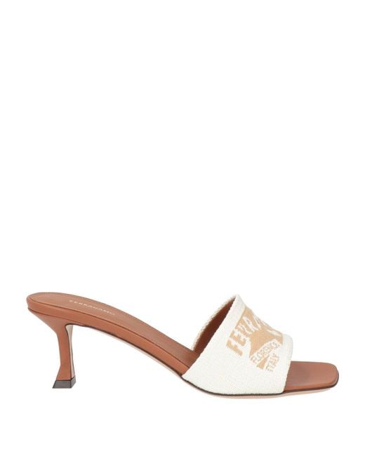 Ferragamo Natural Ivory Sandals Textile Fibers