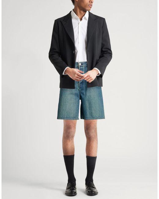 Jil Sander Blue Denim Shorts Cotton, Ovine Leather for men