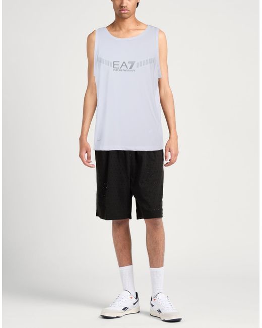 EA7 White Tank Top Polyester, Elastane for men