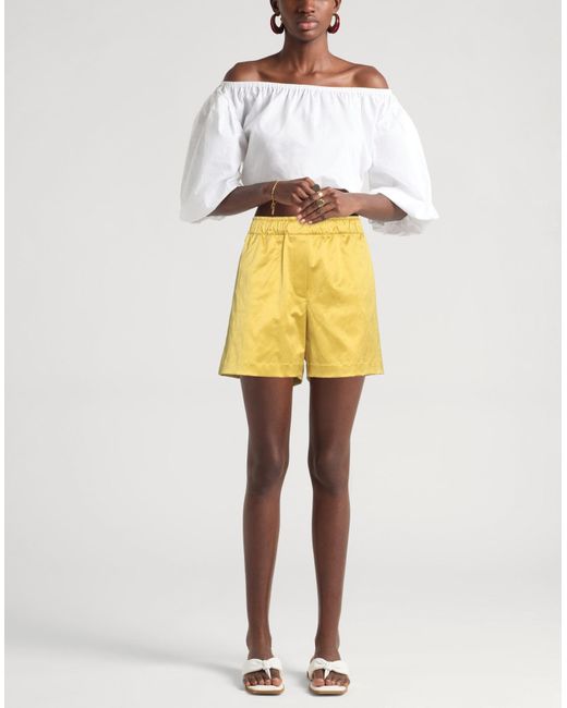 8pm Yellow Shorts & Bermuda Shorts Cotton, Polyester, Elastane