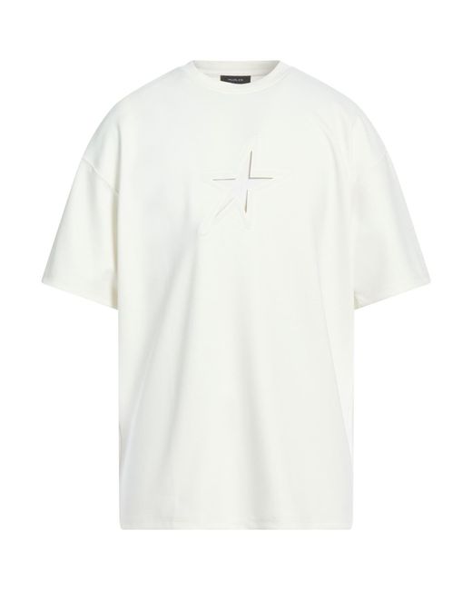 Mugler White Ivory T-Shirt Polyester, Elastane for men