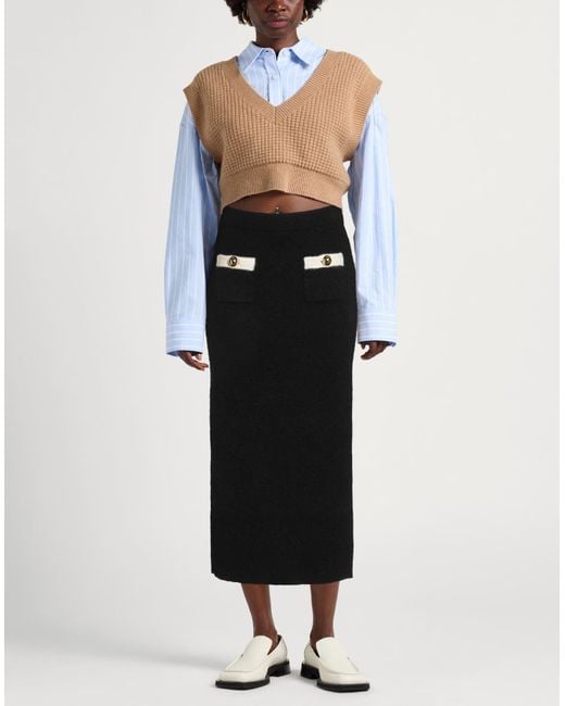 Alessandra Rich Black Midi Skirt Alpaca Wool, Polyamide, Virgin Wool