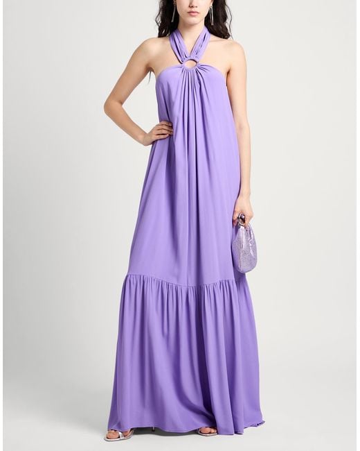 Erika Cavallini Semi Couture Purple Maxi Dress Acetate, Silk