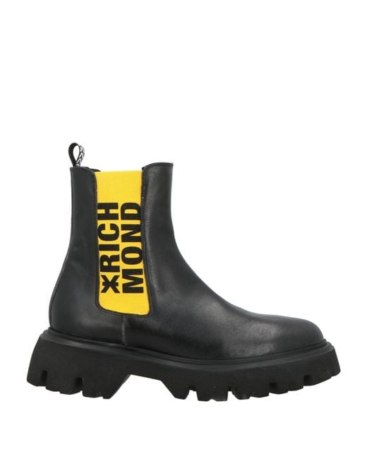 John Richmond Black Ankle Boots Calfskin, Rubber for men