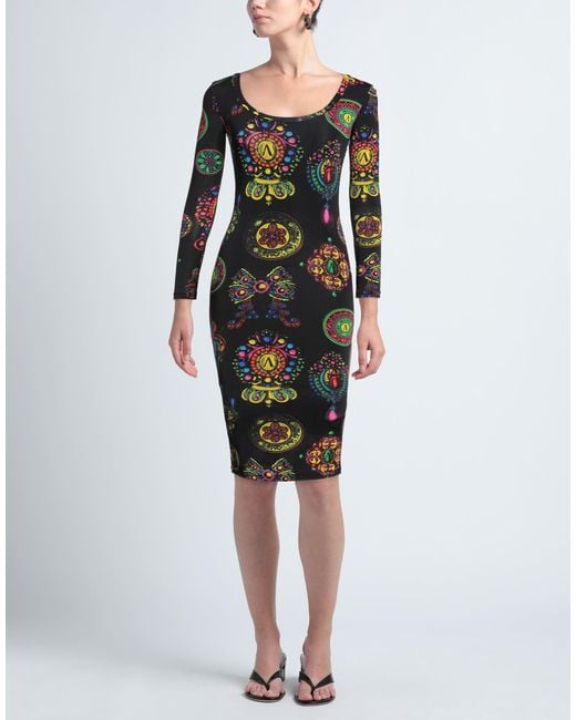 Versace Jeans Couture Black Midi Dress Viscose, Elastane