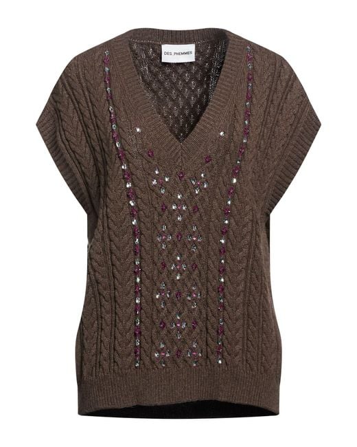 DES_PHEMMES Brown Dark Sweater Polyamide, Wool, Viscose, Cashmere, Polyester