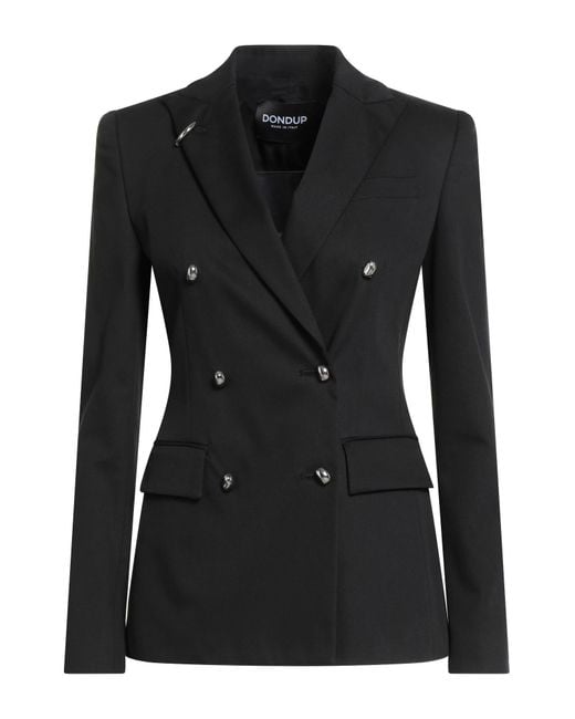 Dondup Black Blazer Modal, Cotton, Elastane
