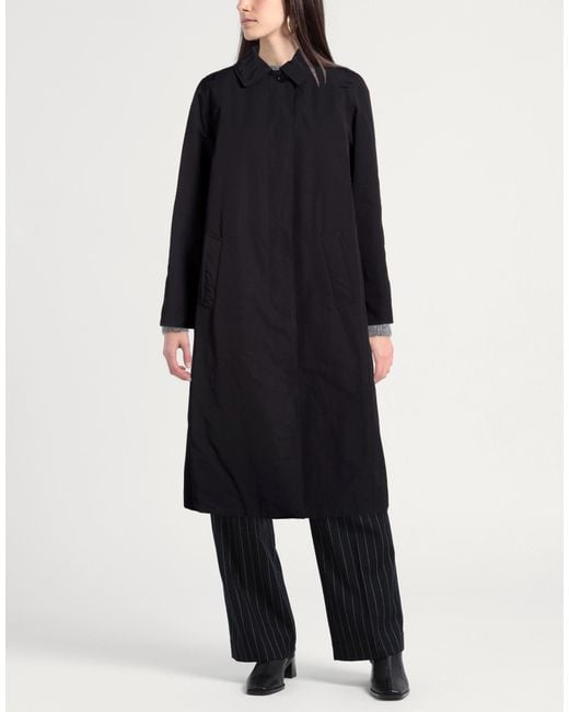Aspesi Black Overcoat & Trench Coat Cotton, Polyester
