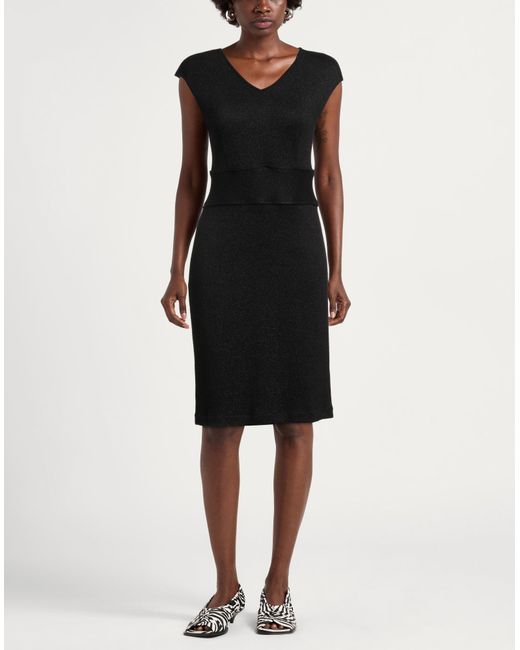 Caliban Black Midi Dress Polyester, Viscose, Polyamide
