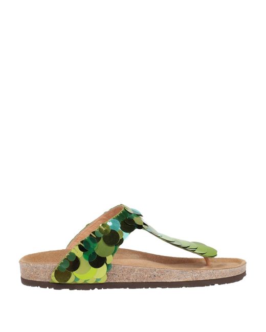 Maliparmi Green Thong Sandal Textile Fibers, Leather