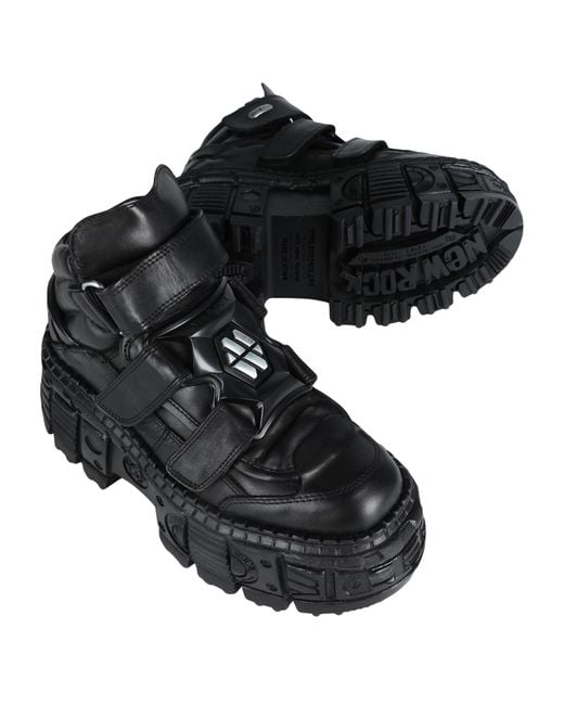 New Rock Black Ankle Boots Leather
