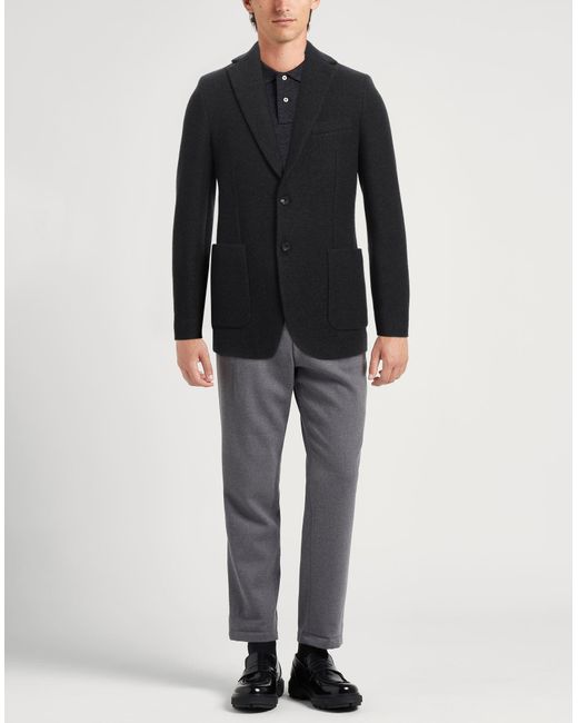 Circolo 1901 Black Charcoal Blazer Virgin Wool, Cashmere for men