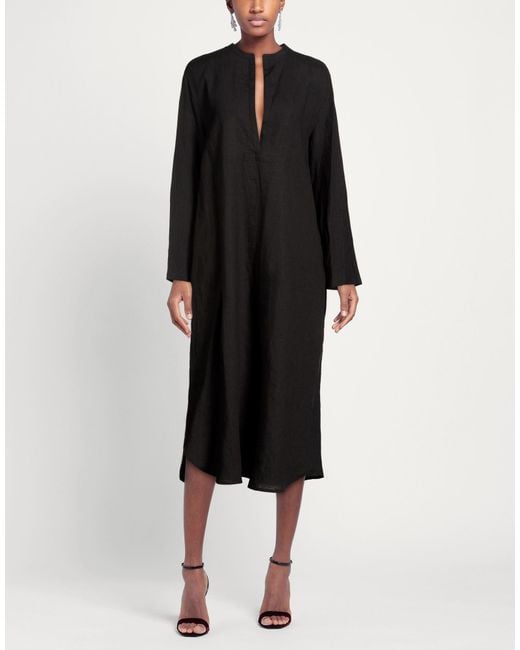 Cristina Bonfanti Black Midi Dress Linen