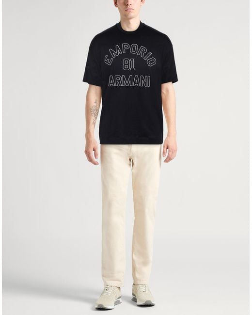 Emporio Armani Black Midnight T-Shirt Lyocell, Cotton for men