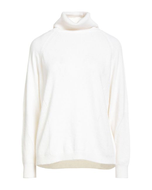 CROCHÈ White Ivory Turtleneck Merino Wool, Viscose, Cashmere, Polyamide