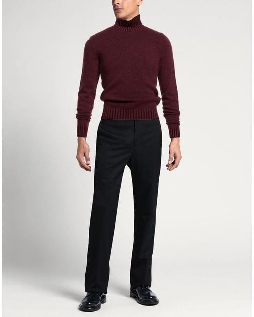 Heritage Red Burgundy Turtleneck Wool, Cashmere for men