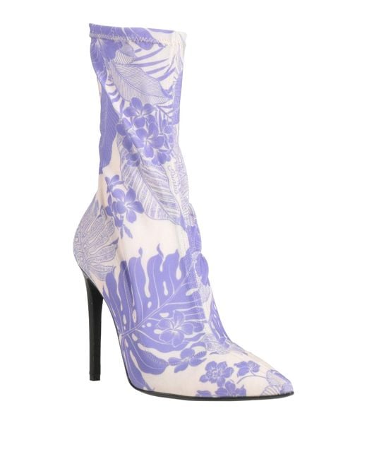 Pinko Purple Ankle Boots Leather, Textile Fibers