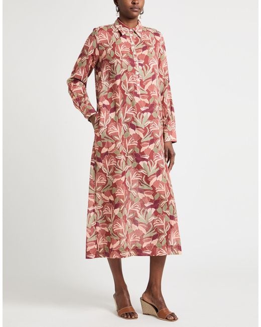 Massimo Alba Pink Midi Dress Cotton, Linen