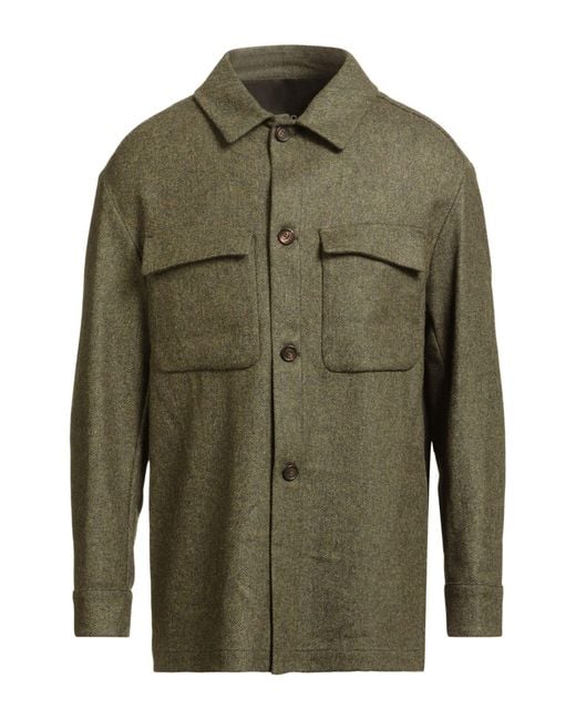 Hevò Green Military Shirt Wool for men