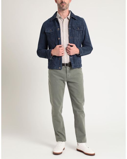 Moorer Blue Jacket Leather for men