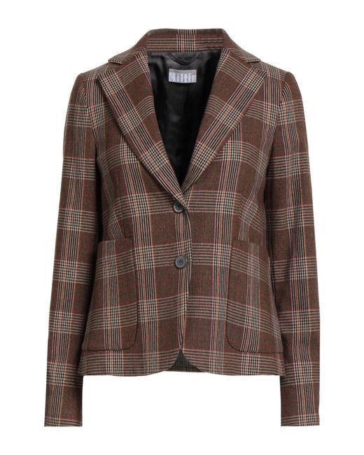 Kiltie Brown Blazer Virgin Wool, Polyester, Polyamide, Viscose, Elastane