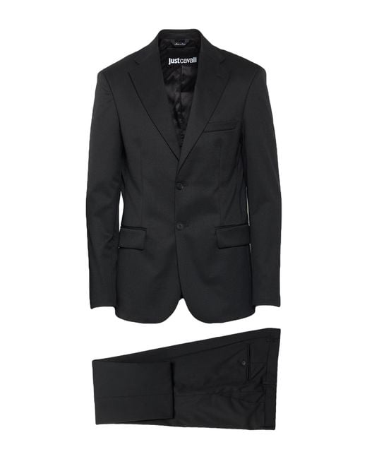 Just Cavalli Black Suit Wool, Polyester, Elastane for men