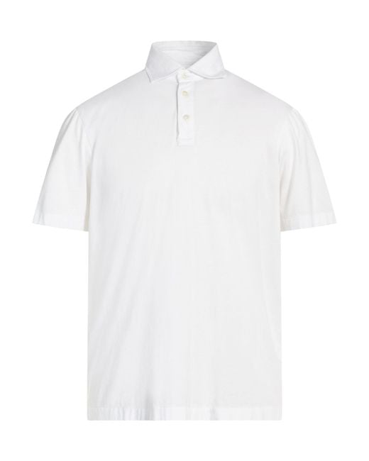 Luigi Borrelli Napoli White Polo Shirt Cotton, Modal for men