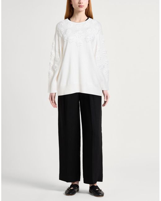 Elena Miro White Ivory Sweater Viscose, Wool, Polyester, Cashmere