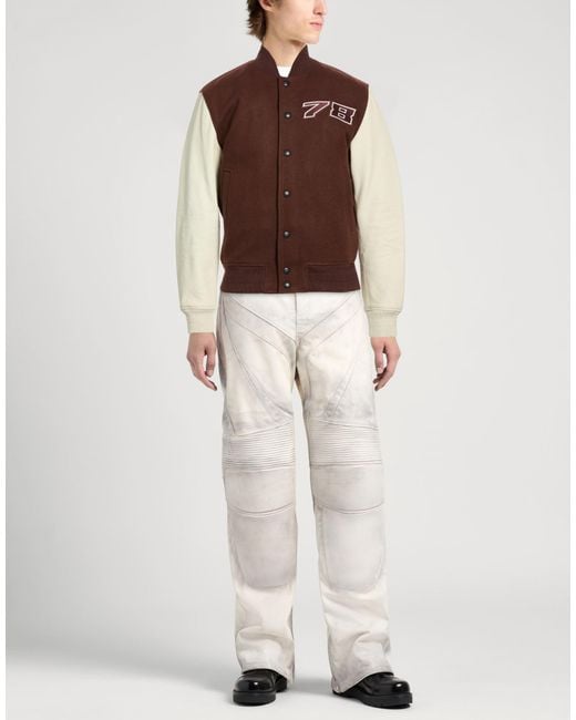 DIESEL Brown Jacket Wool, Nylon, Cow Leather for men